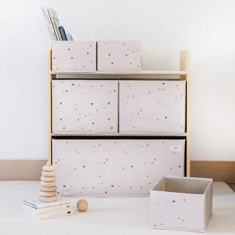 Organizator din material reciclat pentru jucarii, Terrazzo Pink, 3 Sprouts